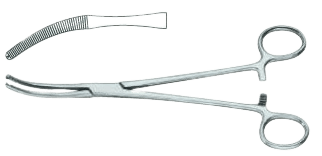 Затискач-щипцi для крiплення бiлизни до черевини, 1х2 зубий, вертикально-зiгнутий, Мiкулiча, 200 мм Surgimax 06-451-20